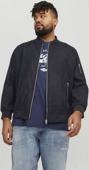 Jack & Jones ROCKY Faux Suede Bomber Jacket Jet Black - Jassen - Grote Maten Herenjassen