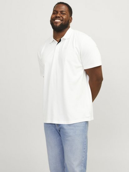 Jack & Jones Rodney Short Sleeve Polo White - Polo shirts - Grote Maten Poloshirts Heren