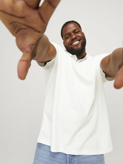 Jack & Jones Rodney Short Sleeve Polo White - Polo shirts - Grote Maten Poloshirts Heren