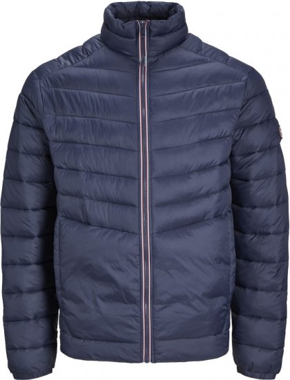 Jack & Jones SPRINT True Red Stitches Quilted Collar Jacket Navy Blazer - Jassen - Grote Maten Herenjassen
