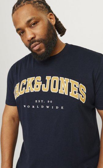 Jack & Jones CALEB VARSITY O-Neck T-Shirt Navy Blazer - T-shirts - Grote Maten T-shirts Heren