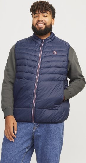 Jack & Jones SPRINT True Red Stitches BODYWARMER Navy Blazer - Jassen - Grote Maten Herenjassen