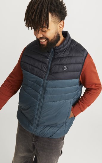 Jack & Jones SPRINT Black Blocking BODYWARMER With Collar Dark Turquoise - Jassen - Grote Maten Herenjassen