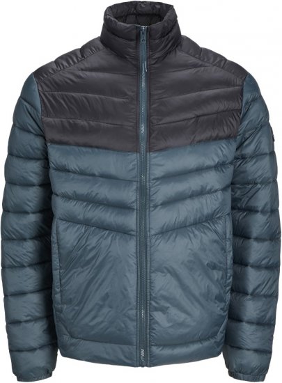 Jack & Jones SPRINT Black Blocking Quilted Collar Jacket Teal - Jassen - Grote Maten Herenjassen