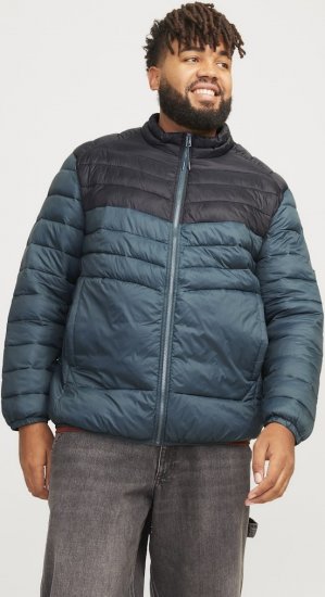 Jack & Jones SPRINT Black Blocking Quilted Collar Jacket Teal - Jassen - Grote Maten Herenjassen