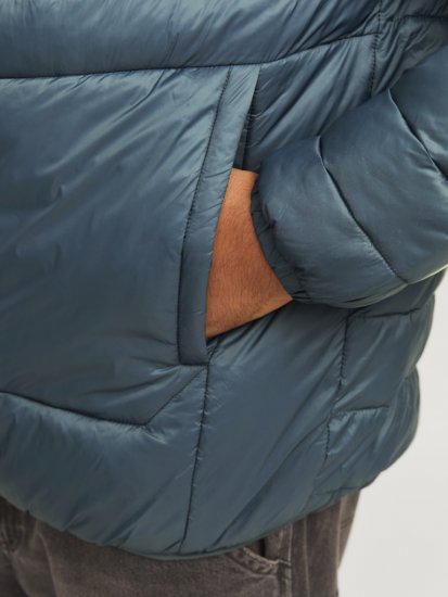 Jack & Jones SPRINT Black Blocking Quilted Collar Jacket Teal - Jassen - Grote Maten Herenjassen