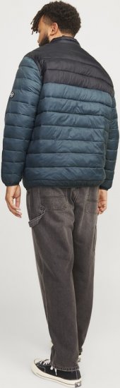 Jack & Jones SPRINT Black Blocking Quilted Collar Jacket Teal - Jassen - Grote Maten Herenjassen