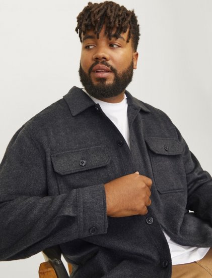 Jack & Jones BRADLEY OLLIE Overshirt LS Black - Overhemden - Overhemden Grote Maten Heren