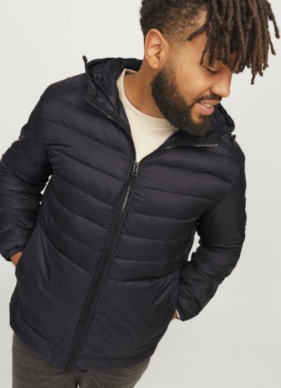 Jack & Jones SPRINT Quilted Hooded Jacket Black - Jassen - Grote Maten Herenjassen