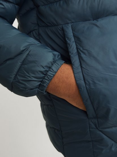 Jack & Jones SPRINT Black Blocking Quilted Hooded Jacket Turquoise Blue - Jassen - Grote Maten Herenjassen
