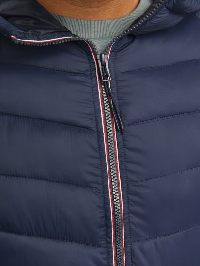 Jack & Jones SPRINT Red Stitches Quilted Hooded Jacket Navy Blazer - Jassen - Grote Maten Herenjassen