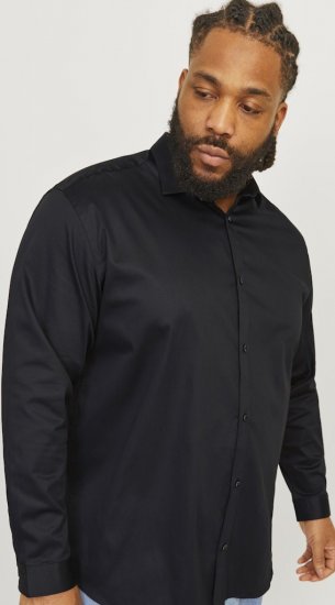 Jack & Jones ARMA LS Shirt Black - Overhemden - Overhemden Grote Maten Heren