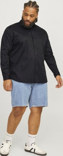 Jack & Jones ARMA LS Shirt Black - Overhemden - Overhemden Grote Maten Heren