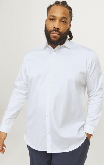 Jack & Jones ARMA LS Shirt White - Overhemden - Overhemden Grote Maten Heren
