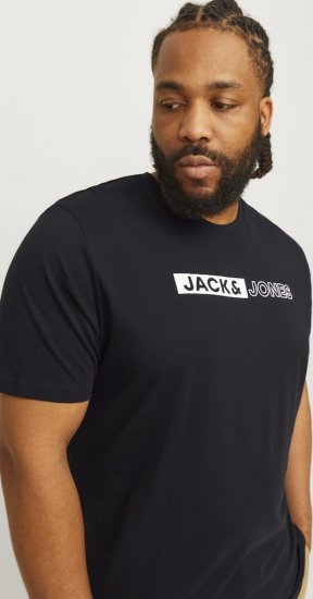 Jack & Jones CORP Logo Play 5 T-Shirt Black - T-shirts - Grote Maten T-shirts Heren