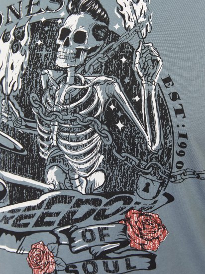 Jack & Jones JJSKULL ROCK T-Shirt Goblin Blue - T-shirts - Grote Maten T-shirts Heren