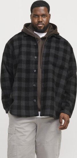 Jack & Jones ZAC BRUSHED Long Sleeve OVERSHIRT Grey - Overhemden - Overhemden Grote Maten Heren