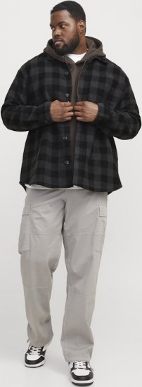 Jack & Jones ZAC BRUSHED Long Sleeve OVERSHIRT Grey - Overhemden - Overhemden Grote Maten Heren