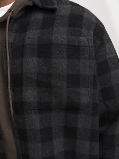 Jack & Jones ZAC BRUSHED Long Sleeve OVERSHIRT Grey - Overhemden - Overhemden Grote Maten Heren