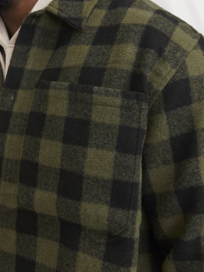 Jack & Jones ZAC Brushed Long Sleeve Overshirt Green - Overhemden - Overhemden Grote Maten Heren