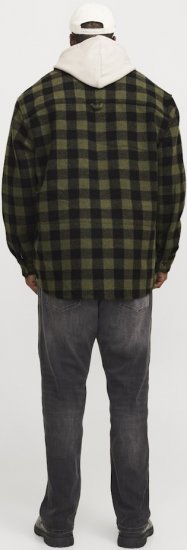 Jack & Jones ZAC Brushed Long Sleeve Overshirt Green - Overhemden - Overhemden Grote Maten Heren
