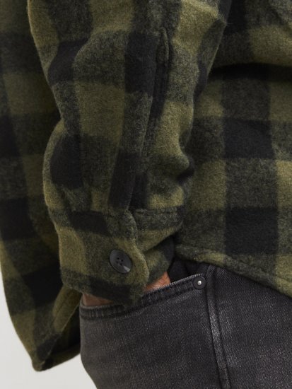 Jack & Jones ZAC Brushed Long Sleeve Overshirt Green - Overhemden - Overhemden Grote Maten Heren