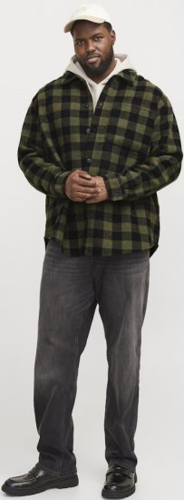Jack & Jones ZAC Brushed Long Sleeve Overshirt Green - Overhemden - Overhemden Grote Maten Heren