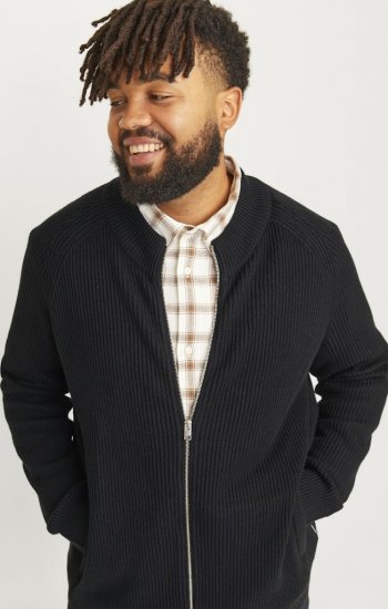 Jack & Jones PANNEL Turtleneck Knitted Sweater with Zipper Black - Sweaters & hoodies - Sweaters & Hoodies Grote Maten Heren