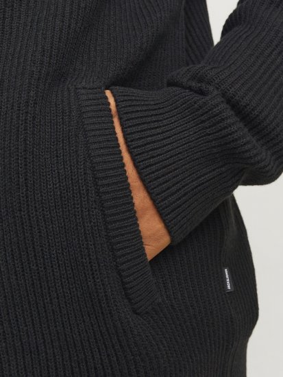 Jack & Jones PANNEL Turtleneck Knitted Sweater with Zipper Black - Sweaters & hoodies - Sweaters & Hoodies Grote Maten Heren
