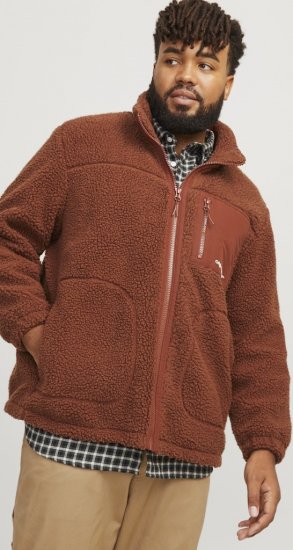 Jack & Jones ESTERBRO High Collar Teddy Jacket Brandy Brown - Jassen - Grote Maten Herenjassen