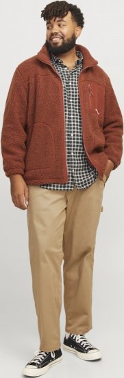 Jack & Jones ESTERBRO High Collar Teddy Jacket Brandy Brown - Jassen - Grote Maten Herenjassen