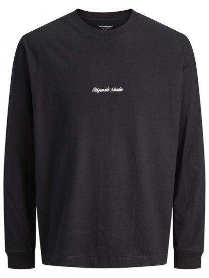 Jack & Jones Norrebro Crew Neck Long Sleeve T-Shirt Black - T-shirts - Grote Maten T-shirts Heren