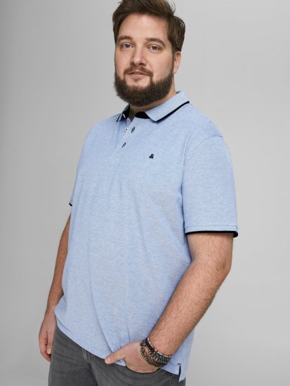 Jack & Jones PAULOS Short Sleeve Polo Light Blue/PS - Polo shirts - Grote Maten Poloshirts Heren