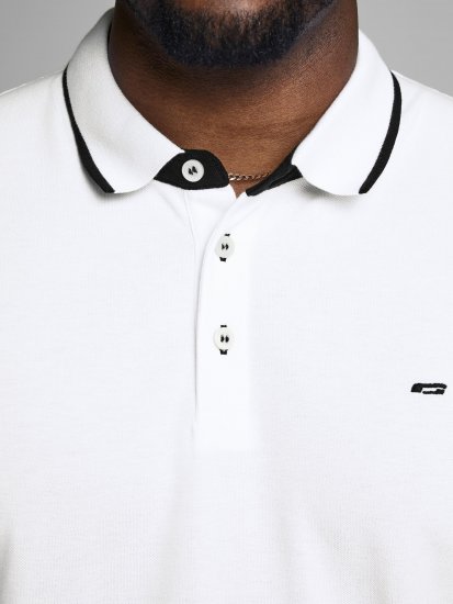 Jack & Jones PAULOS Short Sleeve Polo White/PS - Polo shirts - Grote Maten Poloshirts Heren