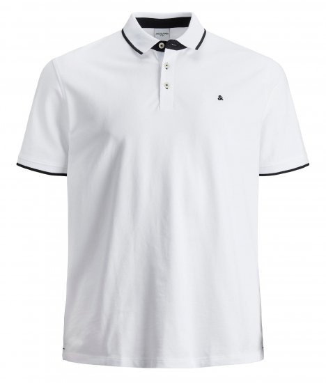 Jack & Jones PAULOS Short Sleeve Polo White/PS - Polo shirts - Grote Maten Poloshirts Heren