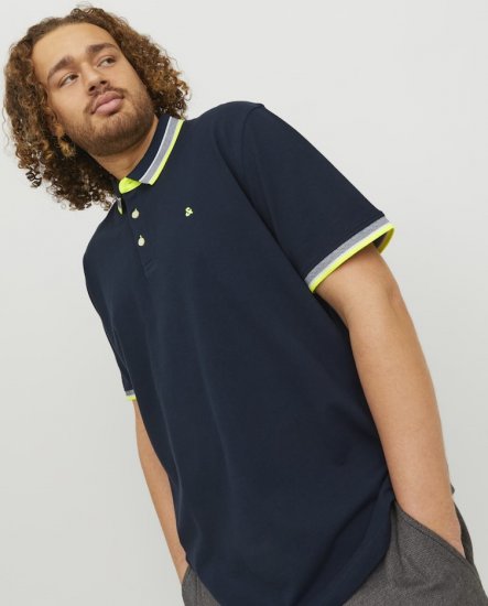 Jack & Jones PAULOS Short Sleeve Polo Dark Navy/NEON - Polo shirts - Grote Maten Poloshirts Heren