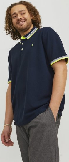 Jack & Jones PAULOS Short Sleeve Polo Dark Navy/NEON - Polo shirts - Grote Maten Poloshirts Heren