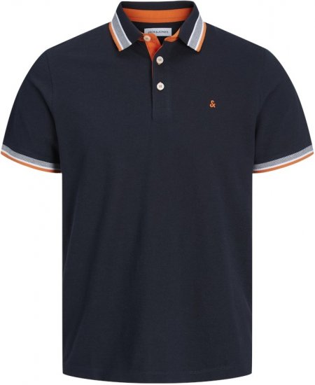 Jack & Jones PAULOS Short Sleeve Polo Black Navy/NEON - Polo shirts - Grote Maten Poloshirts Heren