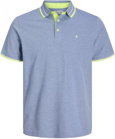 Jack & Jones PAULOS Short Sleeve Polo Light Blue/NEON - Polo shirts - Grote Maten Poloshirts Heren