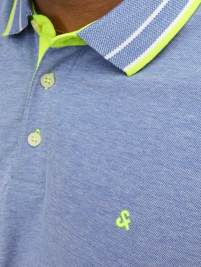 Jack & Jones PAULOS Short Sleeve Polo Light Blue/NEON - Polo shirts - Grote Maten Poloshirts Heren