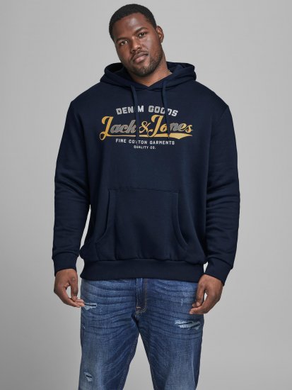 Jack & Jones Elogo Sweat Hood Navy Blazer - Sweaters & hoodies - Sweaters & Hoodies Grote Maten Heren