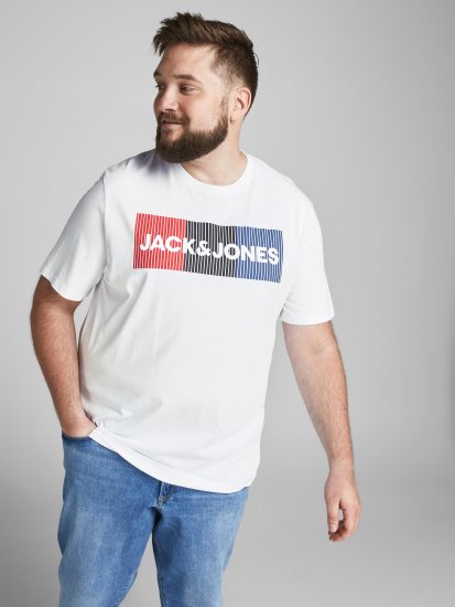 Jack & Jones JJECORP Logo Play T-Shirt White - T-shirts - Grote Maten T-shirts Heren