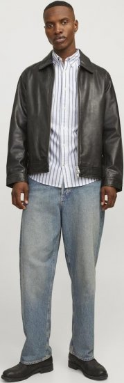 Jack & Jones OXFORD LS Shirt Striped Ensign Blue - Overhemden - Overhemden Grote Maten Heren