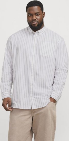 Jack & Jones OXFORD LS Shirt Striped White - Overhemden - Overhemden Grote Maten Heren