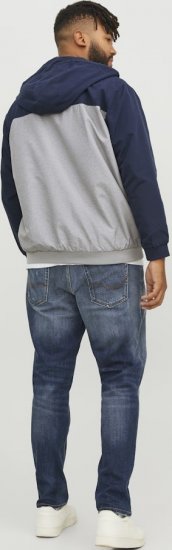Jack & Jones RUSH White/Grey Blocking Bomber Jacket with Hood Navy Blazer - Jassen - Grote Maten Herenjassen
