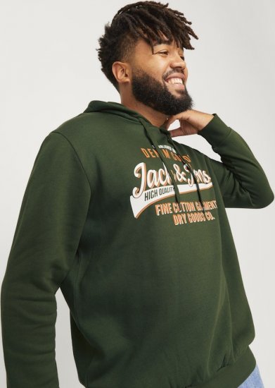 Jack & Jones 2 COL LOGO Hoodie Kombu Green - Sweaters & hoodies - Sweaters & Hoodies Grote Maten Heren