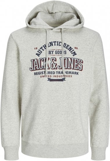 Jack & Jones 2 COL LOGO Hoodie White Melange - Sweaters & hoodies - Sweaters & Hoodies Grote Maten Heren
