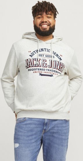 Jack & Jones 2 COL LOGO Hoodie White Melange - Sweaters & hoodies - Sweaters & Hoodies Grote Maten Heren