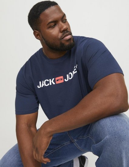 Jack & Jones Corp Logo Crew Neck T-Shirt Navy Blazer - T-shirts - Grote Maten T-shirts Heren