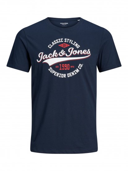 Jack & Jones JJELOGO TEE Navy - T-shirts - Grote Maten T-shirts Heren